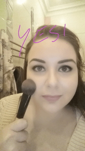 Place your brush just to the side of the apple of your ckeek